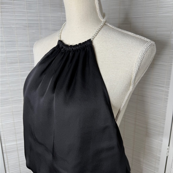 Cami NYC Silk Pearl Strap Halter Top Black Size M New with Tags - Picture 2 of 8